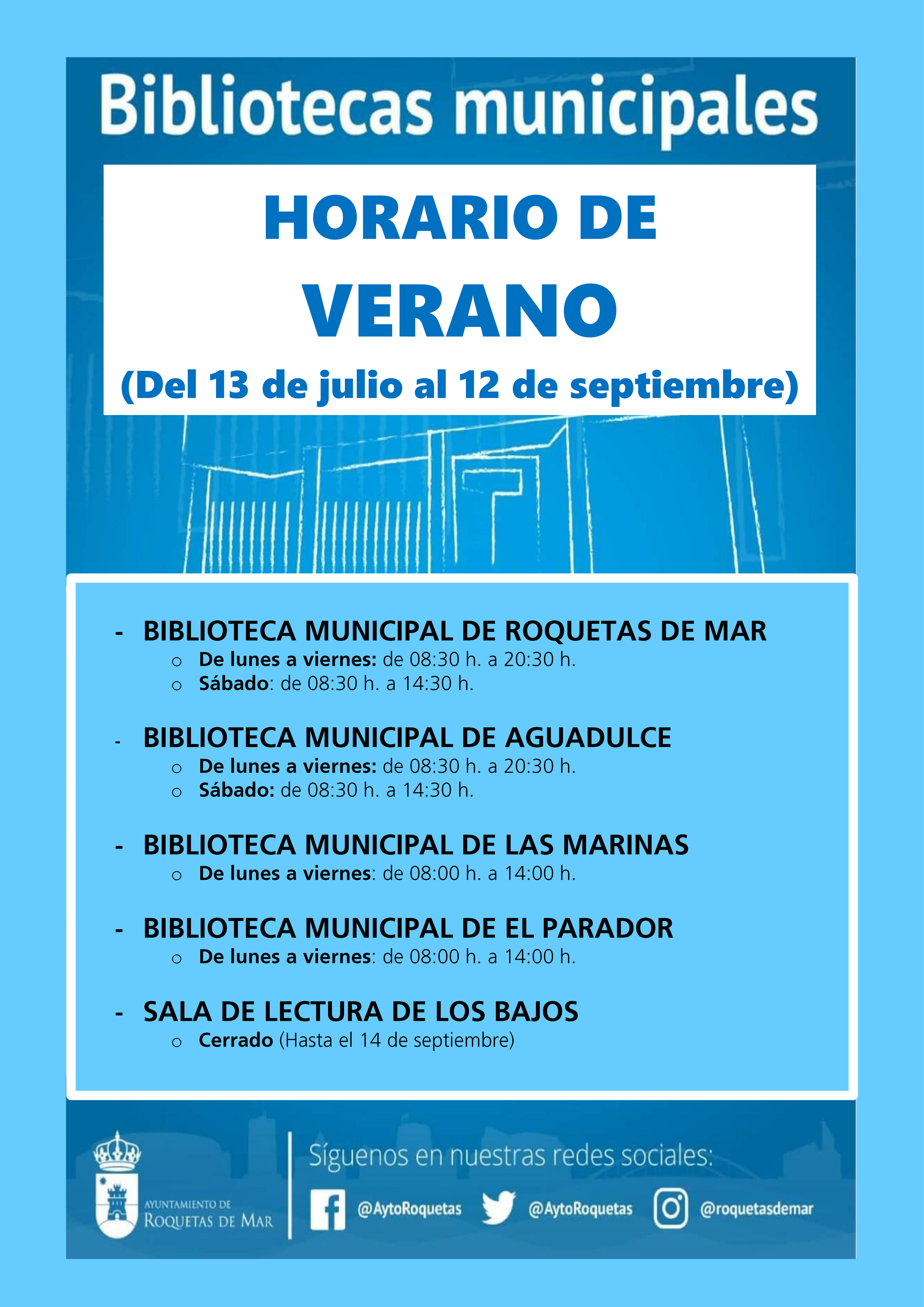 Horario Bibliotecas Verano